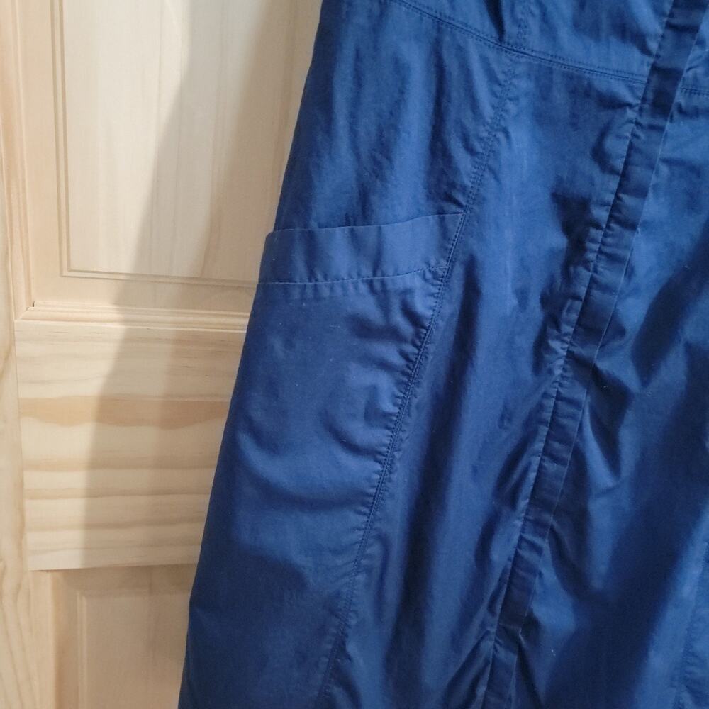 Theory Navy Cotton Poplin Full Zip Front Sleeveless Dress Size 8 - Picture 4 of 11